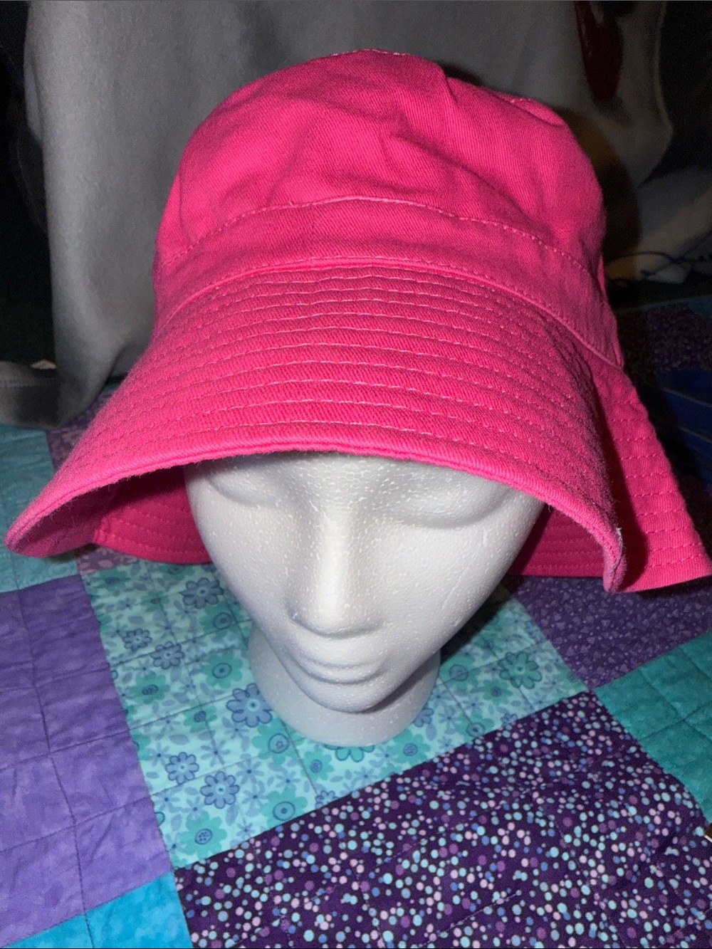 Cotton bucket Hat Sun Hat hot pink adjustable fit NEW